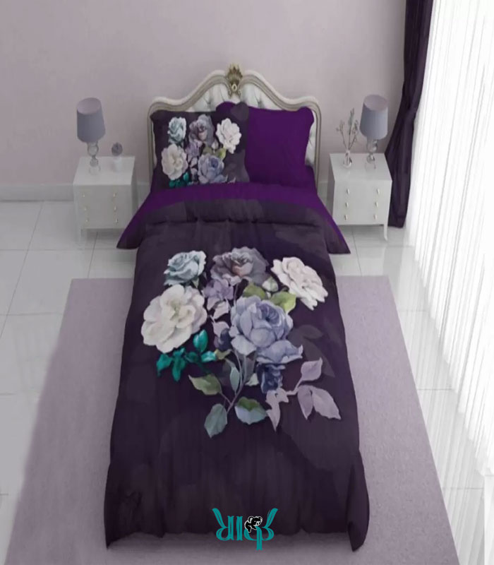 روتختی بنفش گلدار دونفره کد d242